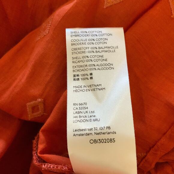 Anthropologie Pilcro Tiered Embroidered Tunic Top in Dark Orange Women's Small - Picture 6 of 6